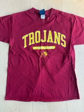 Men Maroon Trojans Short Sleeve Graphic Tee